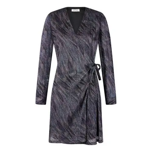 NAF NAF Vestido modelo Oamer Bleu de manga larga cuello en V y largo hasta la rodilla - 1