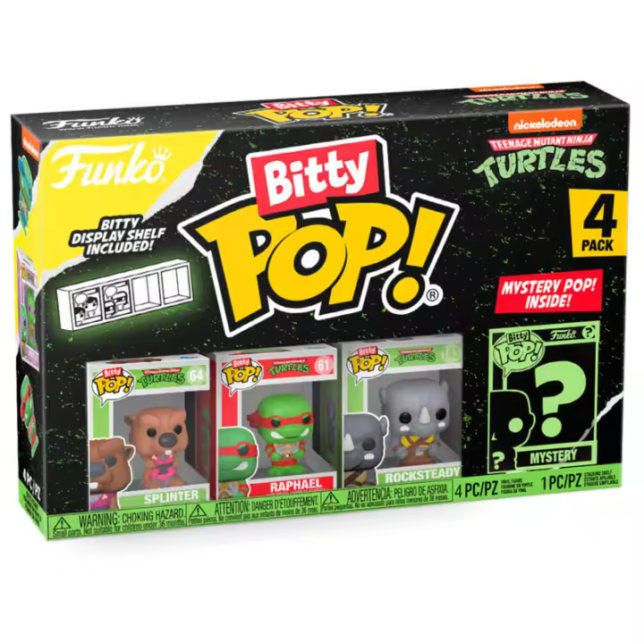 Blister 4 figuras Bitty POP Tortugas Ninja SplinterFigura  Coleccionable - Idea de Regalo- Mercancia Oficial - Juguetes para Niños y Adultos - Movies Fans - Muñeco para Coleccionistas y Exposición - 1