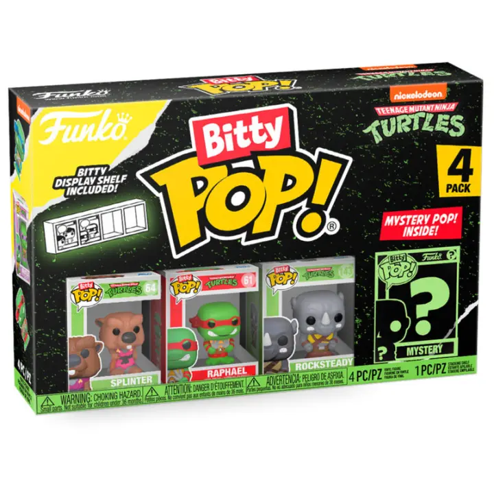 Blister 4 figuras Bitty POP Tortugas Ninja SplinterFigura  Coleccionable - Idea de Regalo- Mercancia Oficial - Juguetes para Niños y Adultos - Movies Fans - Muñeco para Coleccionistas y Exposición - 1