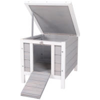 PawHut Conejera de Madera Exterior Jaula Caseta para Roedores Mascotas Pequeñas con Techo Asfáltico Abatible y Rampa Antideslizante 42x51x43 cm - details 0