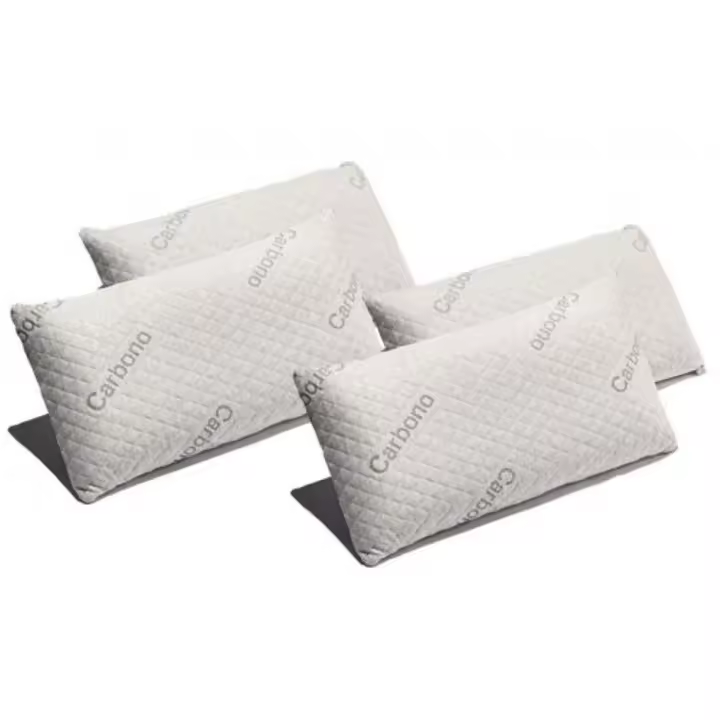 Pack 4 Almohadas Viscoelástica Carbono  Firmeza Media Desenfundable Efecto anti-stress - 1