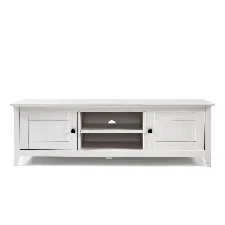 Buyqualia Mesa TV OSMA, 2 Puertas 2 Huecos, 45x140x35, Blanco Abierto - 1