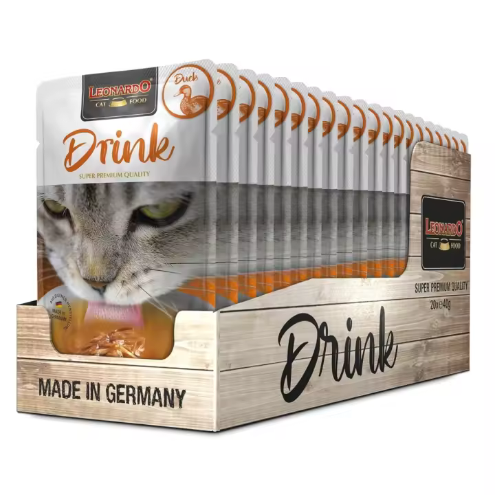 Leonardo Drink Sopa de Pato para Gatos - 20 Sobres x 40 gr - Alimento Complementario para Gatos Adultos - 1