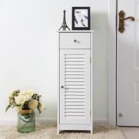 Armario blanco para baño de pie, rinconera con 1 cajón, 1 puerta de persiana, solución de almacenaje - details 1