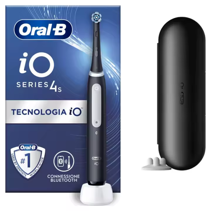 Oral-B iO 4s Cepillo Eléctrico con Estuche de Carge y Cabezal incluido, Color Negro y Blanco. - 1