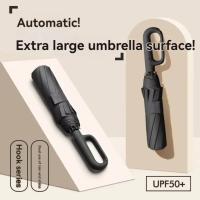 Paraguas Automático Resistente Al Viento Con 12 Costillas Y Mango Protección UV Plegable Para Viajes Sombrilla Solar Y De Lluvia Para Adultos - details 6