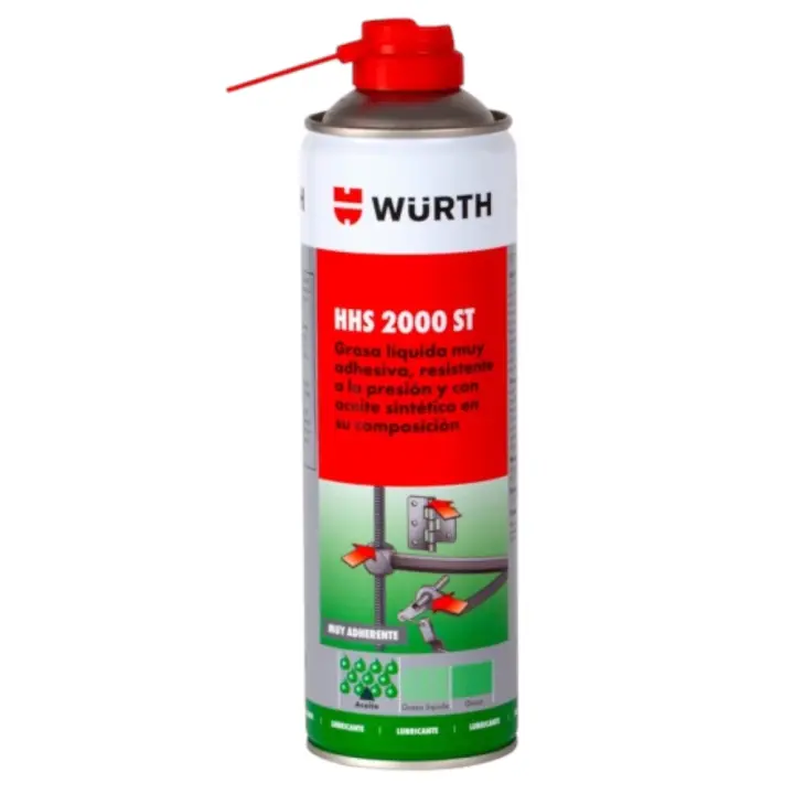 Grasa Líquida Universal HHS 2000 ST 500ml Würth - Lubricante Adhesivo, Aceite sintetico, Alta adherencia - Resistencia a altas presiones y temperaturas - Lubricar, proteger y prevenir la corrosión, Libre de siliconas, resinas y ácidos, Aplicación Precisa. - 1
