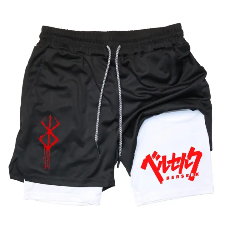 Shorts De Compresión Para Hombre 2 En 1 Con Bolsillos Para Teléfono Móvil Ropa Deportiva Secado Rápido Para Gimnasio Y Correr - 1