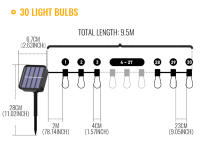 Luces De Cadena Solar LED Para Exterior Decoración De Navidad IP65 Impermeables S14 Guirnalda De Fiestas Para Jardín - details 4