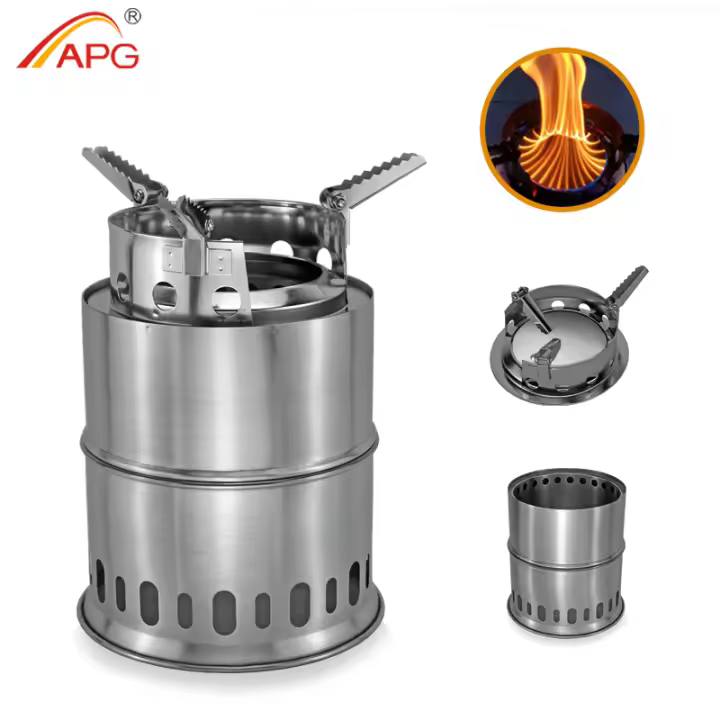 Estufa De Camping APG Portátil De Acero Inoxidable Con Dos Quemadores Split Para Viajes Y Acampar Con Bolsa De Almacenamiento - 1