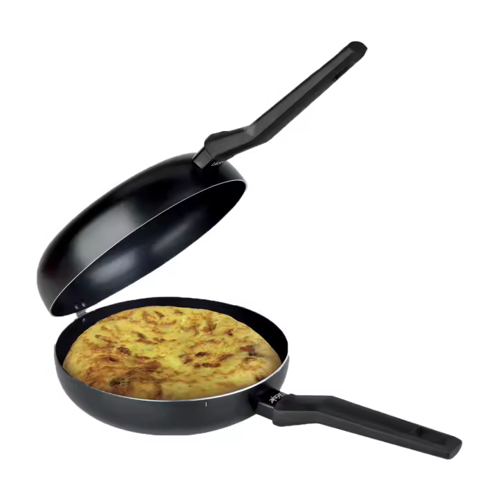 Doble sretén Aluminio voltea tortilla | Antiadherente | Válvula para inducción y todo tipo de Fuegos | Ni se afloja PFOA | 0% | Mango tacto silica - 1