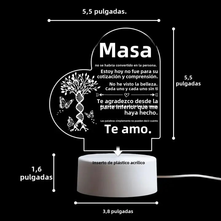 Lámpara De Mesa USB Ilusión 3D Luz Nocturna Para Niños Dibujo Animado to My Mom Hecha De ABS Fuente De Alimentación DC 5V - 1