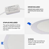 - Pack 2, LED Downlight 220 mm 20W, 2000 Lumens, Extra Flat Round Panel, Cold Light Color (6000k), Standard Cut 205mm, Driver Included, LM5551. - details 1