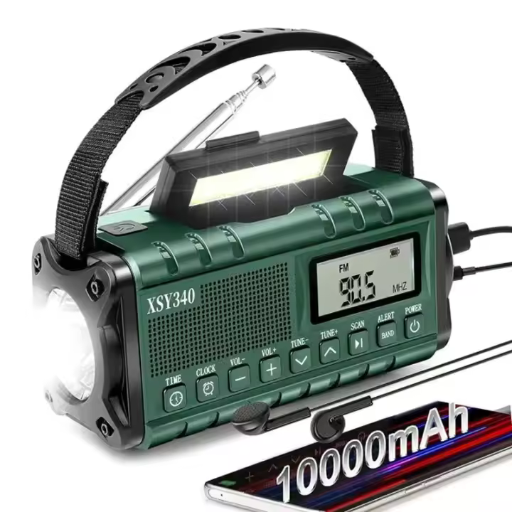 Radio De Emergencia Portátil Con Luz De Lectura Y Batería Recargable De 10000mAh Resistente Al Agua AM/FM/SW/NOAA Alerta Solar Hand Crank - 1