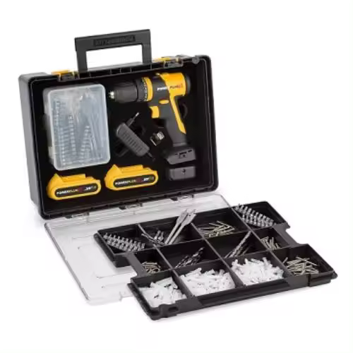 Taladro atornillador POWERPLUS impacto 20v + bat. + carg. + acc. POWXB10070 - 1