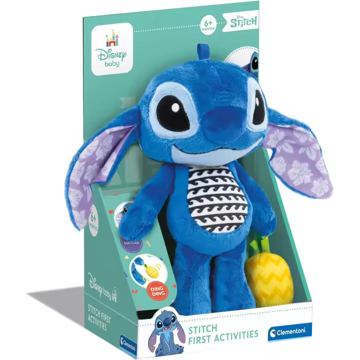 Clementoni Disney Baby First Activities Stitch-Peluche, Juego de Primera Infancia, Juguete de Primera Actividad, muñeco de bebé, Lavable a máquina, Multicolor, 17918 - 1