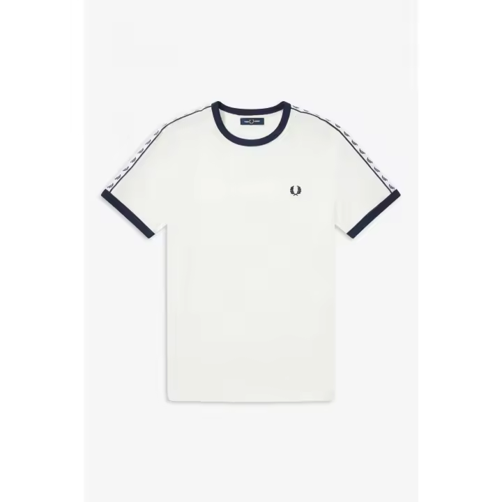 Camiseta Ringer Fred Perry con Cinta Deportiva Blanca - 1