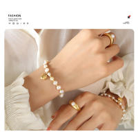 Encanto Pulseras elegantes de perlas de agua dulce para mujer, brazalete de acero inoxidable con dije romántico de corazón de amor, el mejor regalo para mujer exagerado para mujer, Gargantilla de cuentas de perlas a la moda Punk Vintage para fiesta - details 5