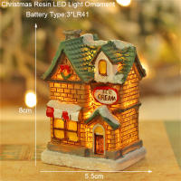 Adornos De Navidad Resina Casa LED Decoración De Árbol De Navidad Juguete Para Niños Esqueleto De Hombre Y Santa Claus Microlandscape - details 6