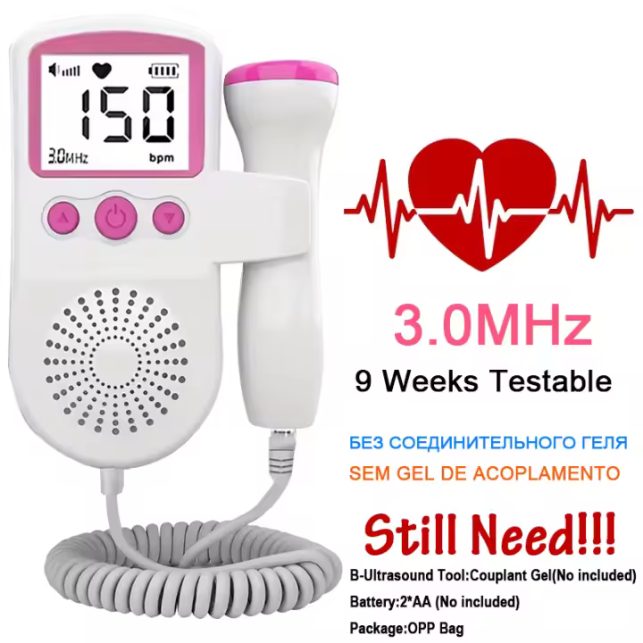 Monitor de Frecuencia Cardíaca Fetal Médico 3,0 MHz Detector Latidos Del Bebe Estetoscope Doppler Para Salud Materna - 1