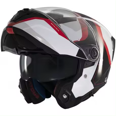 MT HELMETS Casco Modular Atom 2 SV EMALLA B0 Mate Blanco y Rojo Totalmente Homologado - 1
