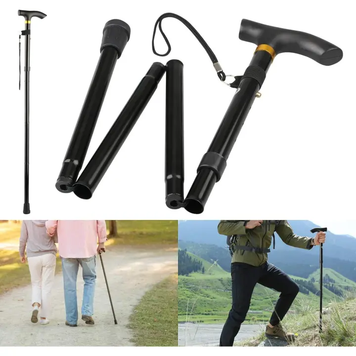 SSITO Bastones Plegables de Metal de Aluminio Ligero Ajustable Antideslizante para Senderismo Trekking Viajes - 1
