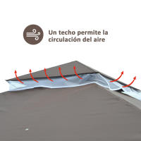 Outsunny Cenador de Jardín 3x3m Pabellón con Doble Techo y Mosquiteras Laterales con Cremallera Buena Ventilación para Terraza Eventos Fiestas Bodas Marrón y Blanco - details 5