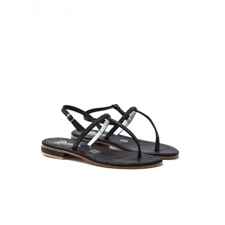 SANDALIAS FLIP FLOP DE CUERO CON STRAS - 1