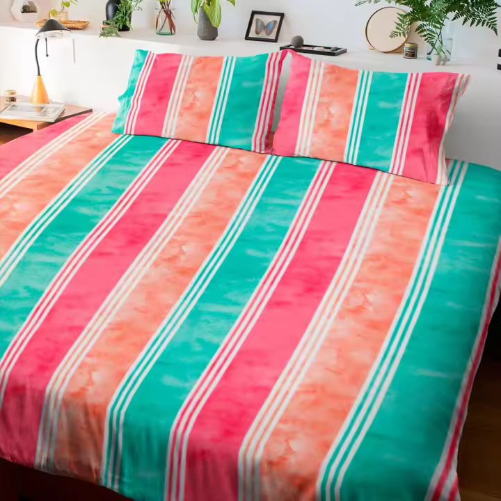 SANSY - Juego funda nórdica + 2 fundas de almohada Osiris para cama de 150. Algodón, poliéster, lino. - 1