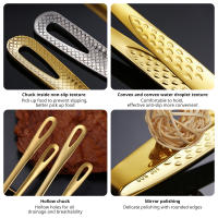 Pinza De Barbacoa Estilo Coreano En Acero Inoxidable Amarillo Y Plateado Clip Extendido Para Pan Herramienta De Cocina - details 4