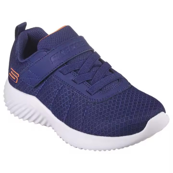Skechers Baronik Azul Navy y Logo Naranja Zapatillas Ligeras Lavables Cierre de Velcro - 1