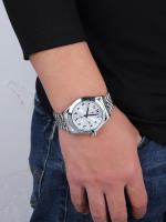 Reloj De Pulsera De Lujo Clásico Para Hombres Con Fecha Y Correa De Acero Inoxidable Deportivo Y Casual Con Marcas Arábigas Resistente Al Agua - details 3