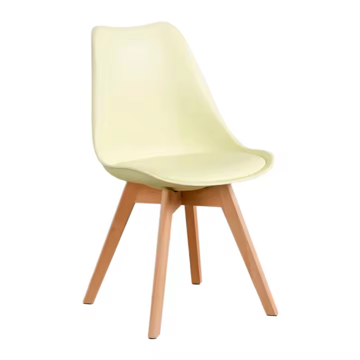 ORION91 Silla SIRIO Color Mousse de Limón Asiento Acolchado Piel Sintética y Patas Haya 54x81x48cm Comedor Oficina Salón Teletrabajo Cocina - SpazioLuzio - 1