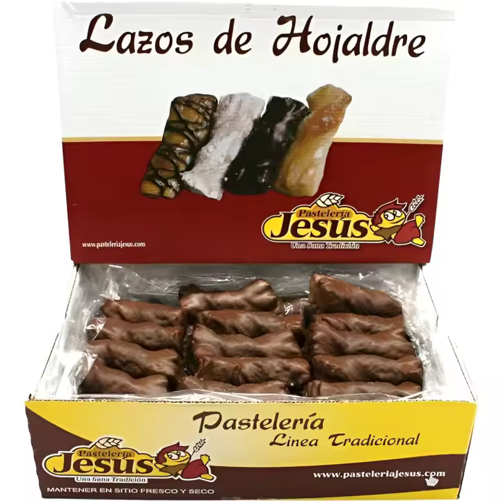 N / Lazos Hojaldre Bombon Jesus - 2,5 Kilos - Cubiertos de Chocolate - Artesanos - 1