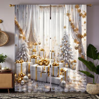 2pcs Cortinas De Lujo Estilo Dorado Soporte Digital HD Color Blanco Decoración De Hogar Para Sala De Estar Y Dormitorio - details 1