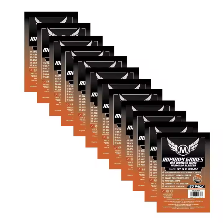 PACK 12 UNIDADES Premium Card Game Sleeves (50 Pack) 57.5 X 89 MM (Orange) fundas para cartas MAYDAY GAMES - 1