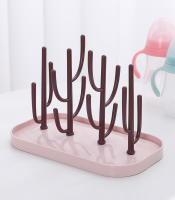 Rack De Secado Para Botellas De Bebé En Rosa Y Beige Soporte De Almacenamiento Removible Para Copas De Alimentación Con Agujeros Para Drenaje Compatible Con Máquina De Secado - details 0
