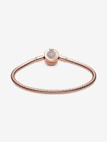 Pandora - Pulsera Pandora Moments with Cadena de Serpiente y Brilliant Crown-Baño de Gold Rose de 14 K - details 2