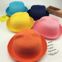 Sombrero De Sol Para Niños Y Niñas Protección Solar Sombrero Pannamericano Con Decoración De Orejas Material De Paja Unisex - details 2