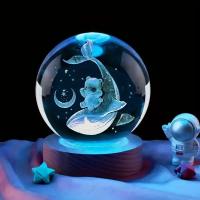 Lámpara De Mesa 3D Carved Cristal Ball Ballena Para La Noche Regalo De Aniversario Para Mujer Regalo De San Valentín Para El Dormitorio Y Sala - details 0
