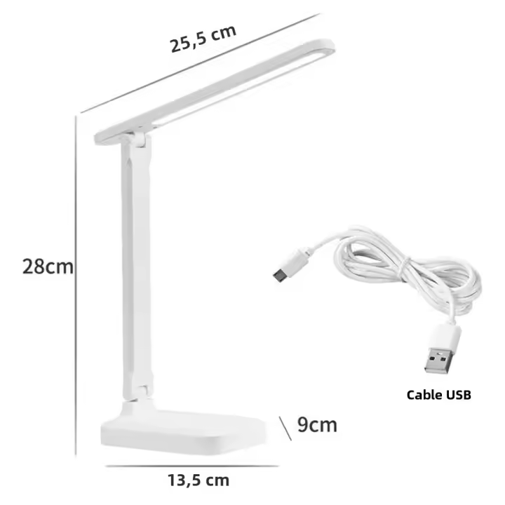 Lámpara De Escritorio LED Plegable Con Interruptor Táctil Protección Ocular Para Estudio Dormitorio Con 3 Niveles De Brillo USB Recargable - 1