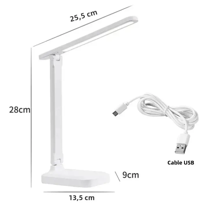 Lámpara De Escritorio LED Plegable Con Interruptor Táctil Protección Ocular Para Estudio Dormitorio Con 3 Niveles De Brillo USB Recargable - 1