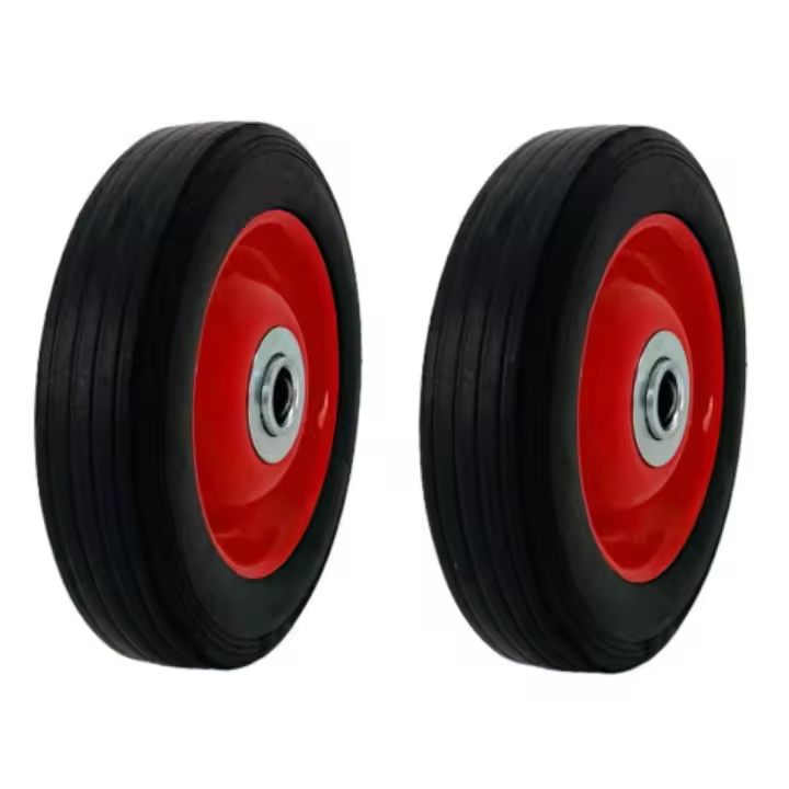 Coshano Set de 2 Ruedas para Carretilla, Neumáticos de Goma Maciza, 6 Pulgadas, Eje de 15 Mm, Hasta 150 Kg, Tamaño 150-30mm - 1