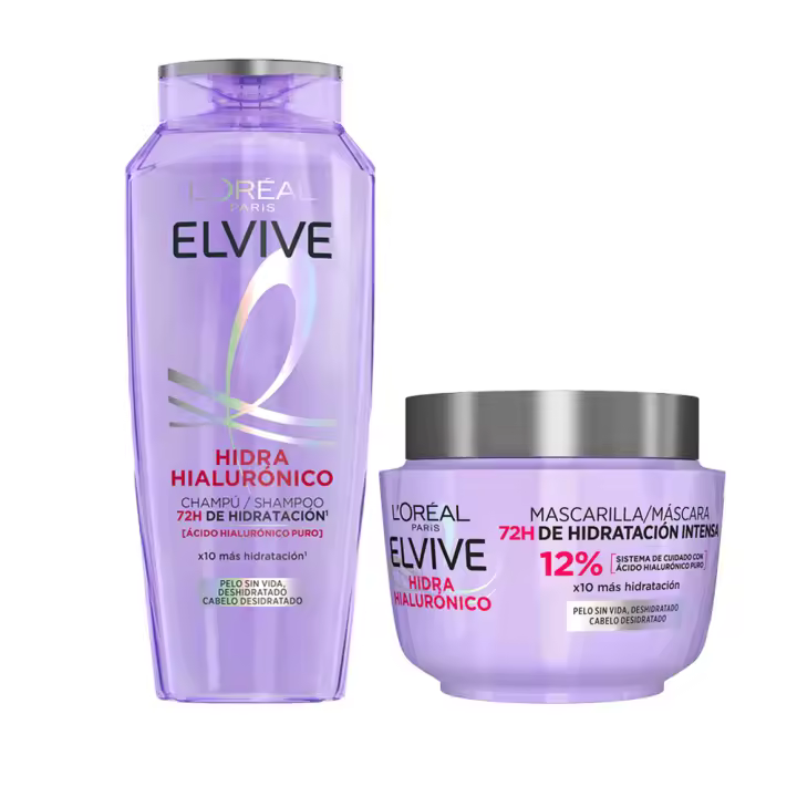 L'Oréal Paris | Rutina Elvive Hidra Hialurónico Champú, Mascarilla, Ecopack, Acondicionador o Serum 72h de Hidratación - 1