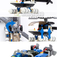 Bloques De Construcción HUIQIBAO Estación De Policía De La Ciudad Con Camión De Prisión Helicóptero Barco Y Policiales Juguete Para Niños - details 11