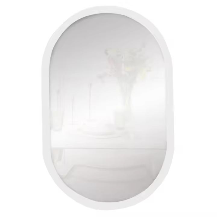 Espejo Ovalado de Pared Fabricado en España - Moldura 2.5 cm - Acabado Artesanal - Color Blanco Lacado - 1