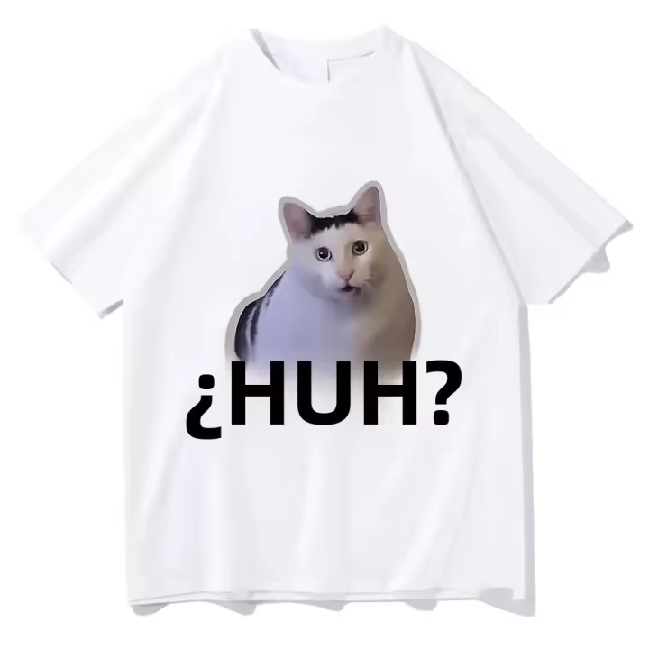 Camiseta De Gato Divertido Para Hombres Y Mujeres Estilo Harajuku Aéstetico Vintage Prenda Casual De Algodón Transpirable Para Todas Las Estaciones - 1
