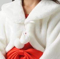 Chaqueta De Peluche Gruesa Para Niñas Princesa Con Capucha Corta Estilo Casual Cierre Único Solapa Floral Invierno Talla Trueña - details 3