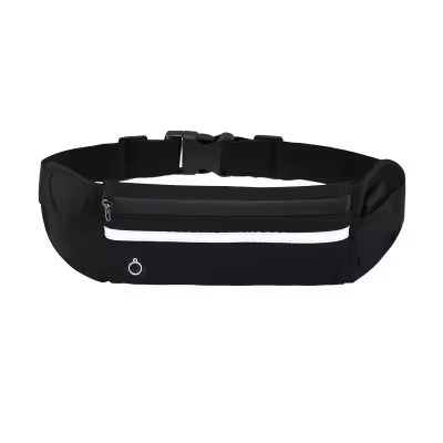 Running belt with phone holder | Running waist bag for phone, earphones and water bottle | Waterproof running belt for men and women (black) - 1