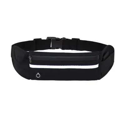 Running belt with phone holder | Running waist bag for phone, earphones and water bottle | Waterproof running belt for men and women (black) - 1